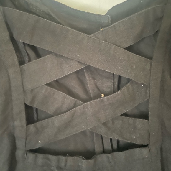 Urban Outfitters Black Linen Blend Backless Mini Dress Size Small - Picture 3 of 5